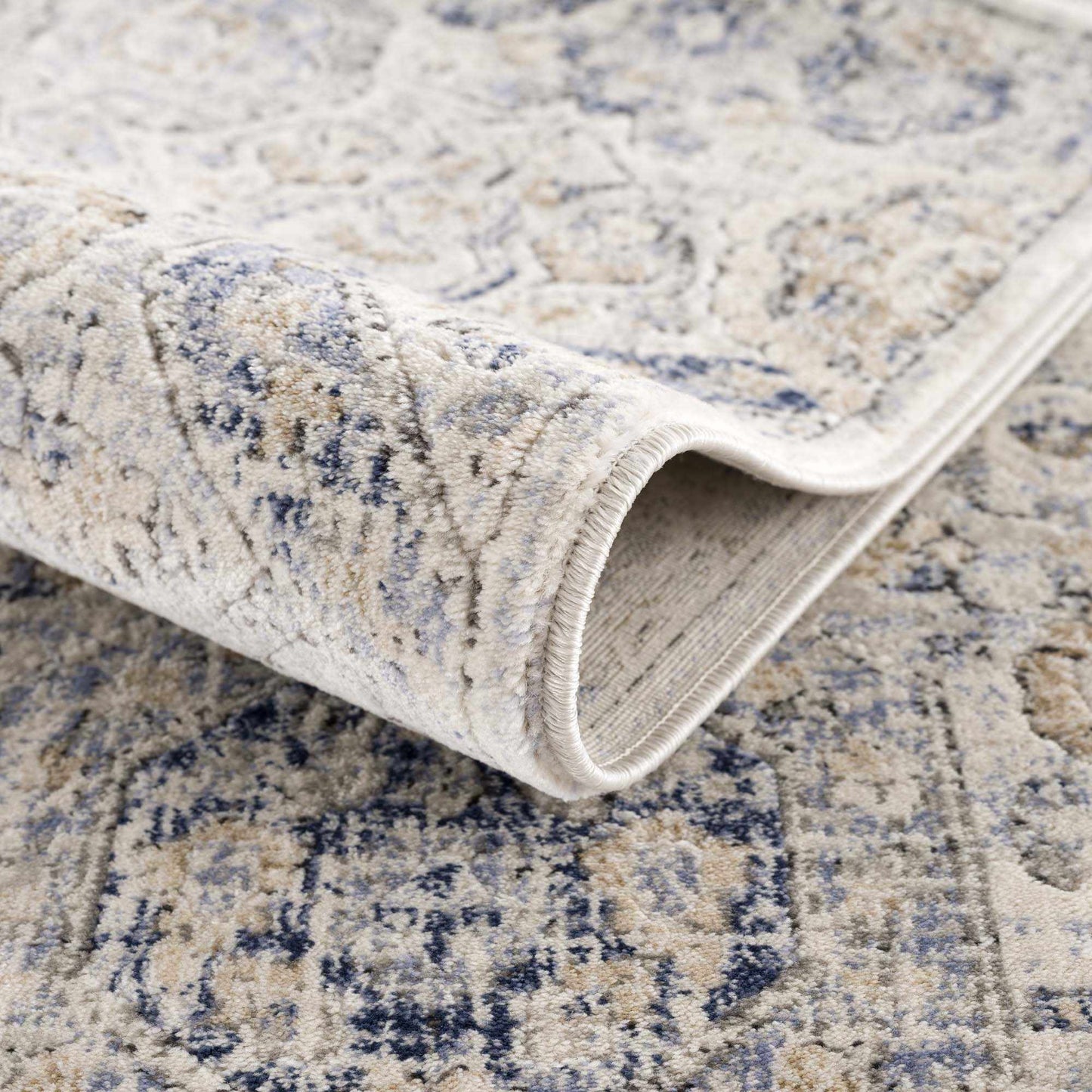Parkerfield Cream & Blue Area Rug - Traditional Style Rugs - Quahog Bay Bedding