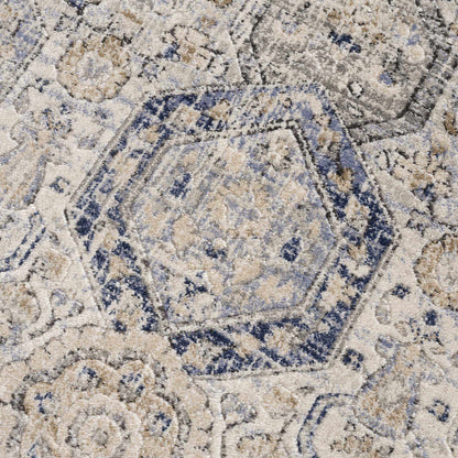 Parkerfield Cream & Blue Area Rug - Traditional Style Rugs - Quahog Bay Bedding