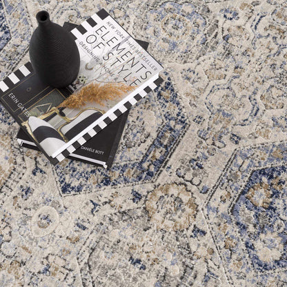 Parkerfield Cream & Blue Area Rug - Traditional Style Rugs - Quahog Bay Bedding