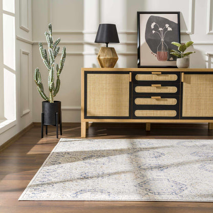 Parkerfield Cream & Blue Area Rug - Traditional Style Rugs - Quahog Bay Bedding