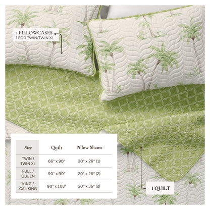 West Palm Trees Coastal Quilt Set - Tropical Coastal Bedding
