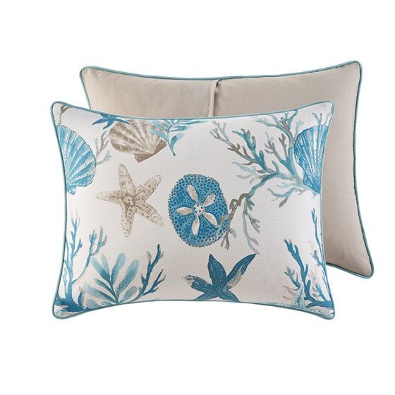 Madison Park Pebble Beach 6 Piece Cotton Sateen Duvet Cover Set - Aqua - Quahog Bay Bedding