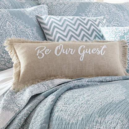 Pembroke Spa Be Our Guest Burlap Pillow - Quahog Bay Bedding