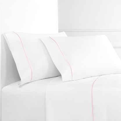 Single Stripe Embroidered 300TC 100% Cotton Percale Sheet Set