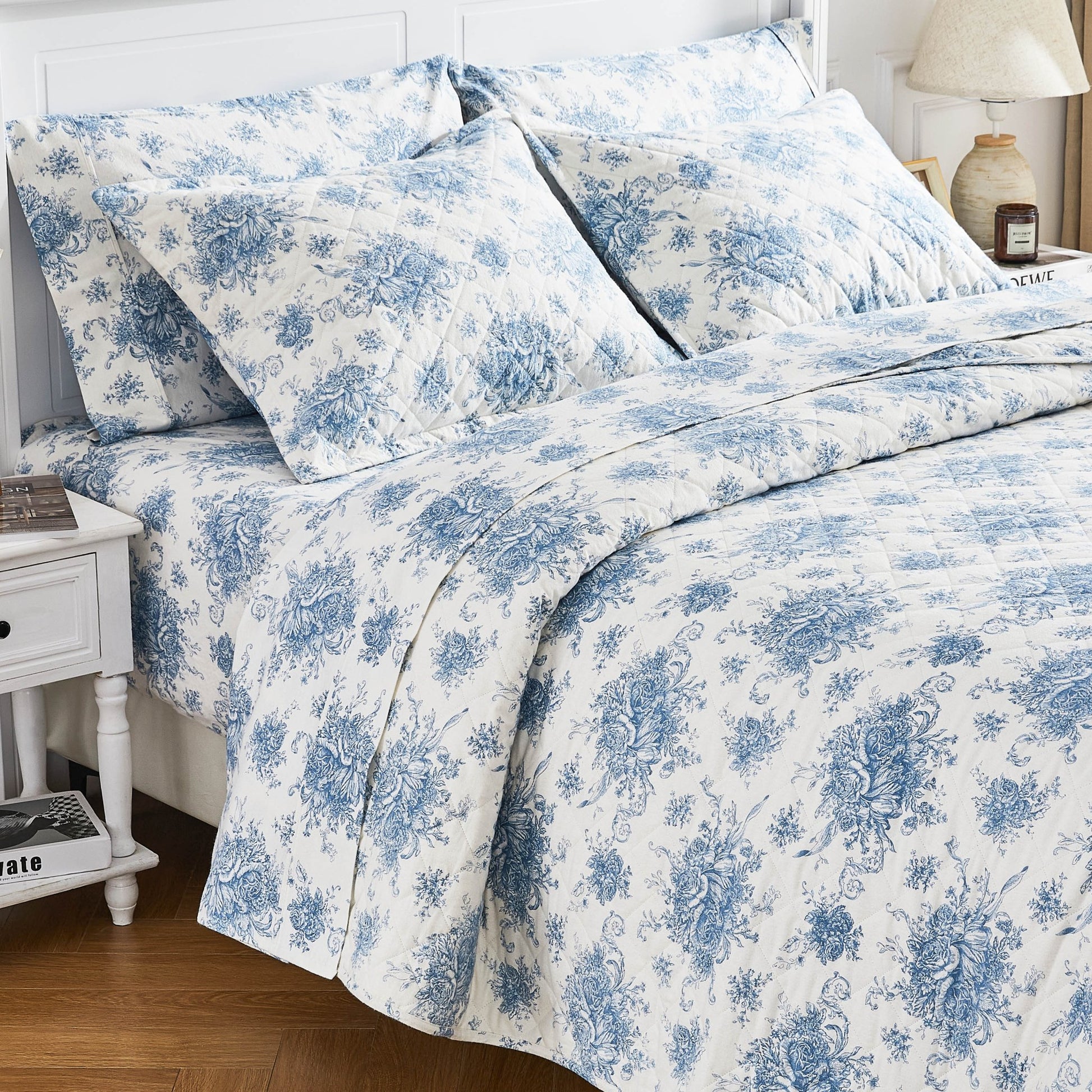 Petit Toile Cotton Flannel Quilt Set - Quahog Bay Bedding