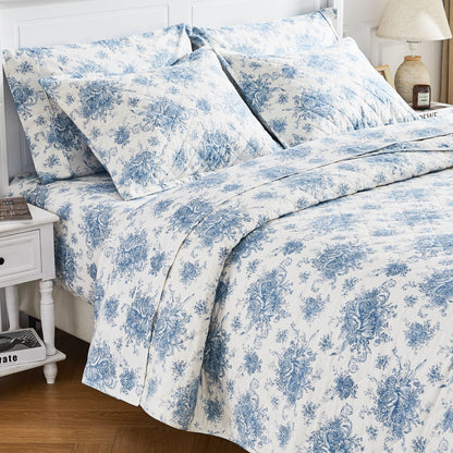 Petit Toile Cotton Flannel Quilt Set - Quahog Bay Bedding