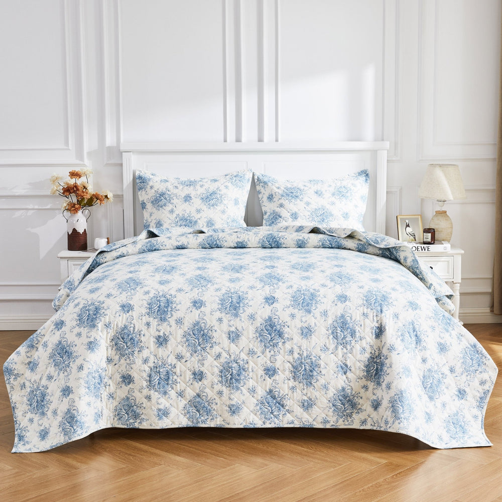 Petit Toile Cotton Flannel Quilt Set - Quahog Bay Bedding
