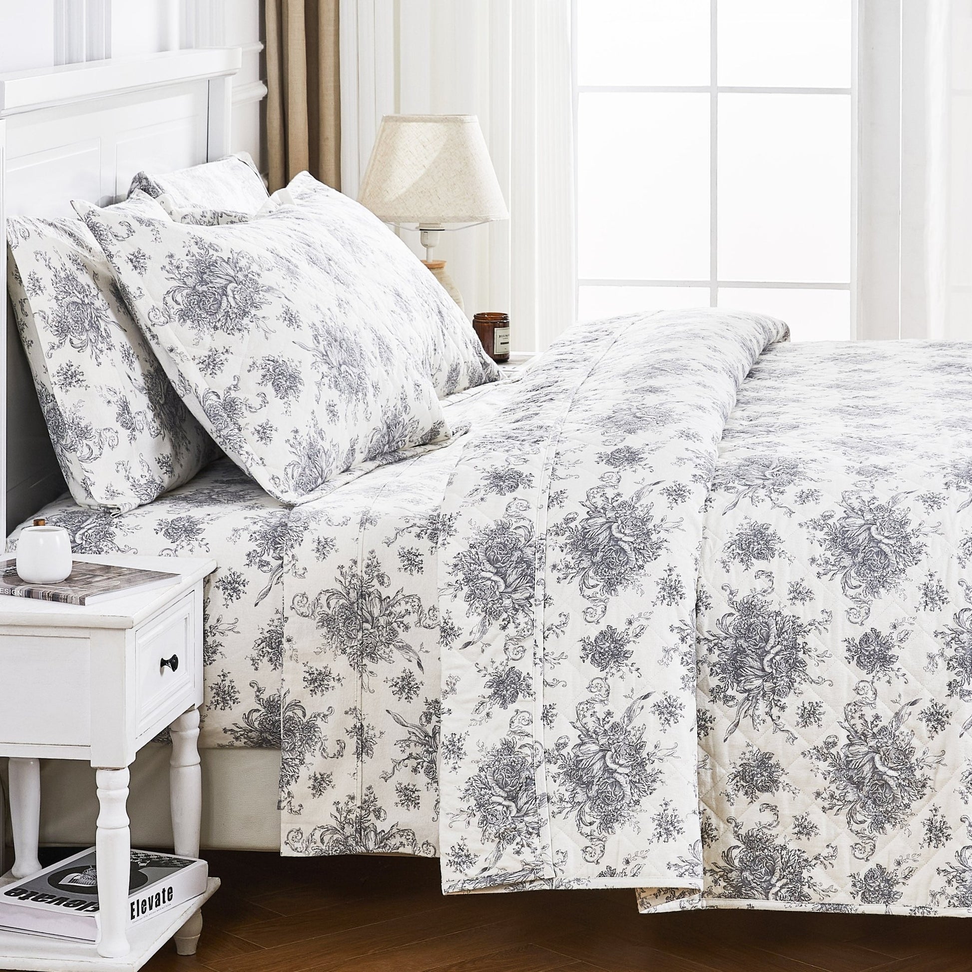 Petit Toile Cotton Flannel Quilt Set - Quahog Bay Bedding