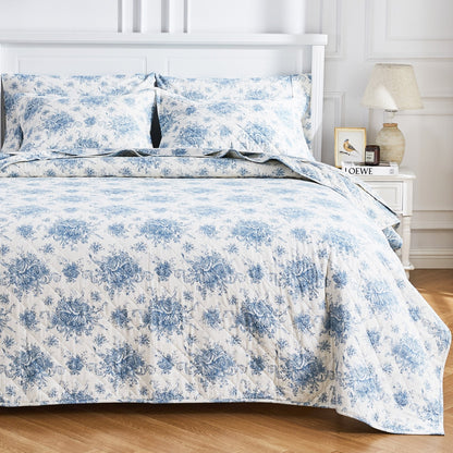 Petit Toile Cotton Flannel Quilt Set - Quahog Bay Bedding