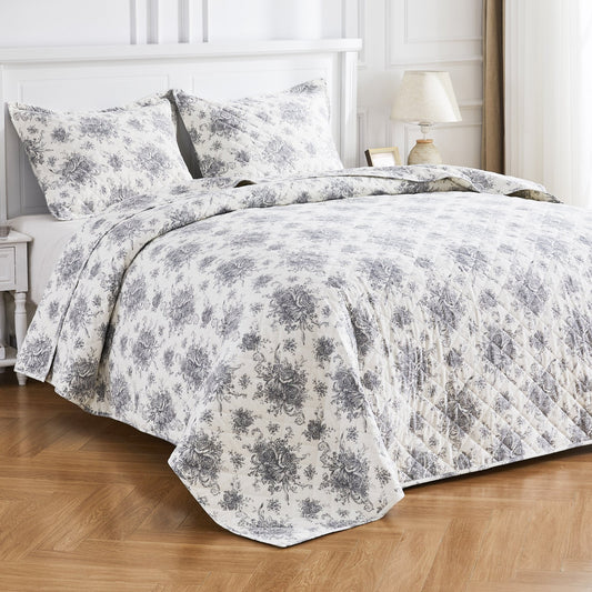 Petit Toile Cotton Flannel Quilt Set - Quahog Bay Bedding