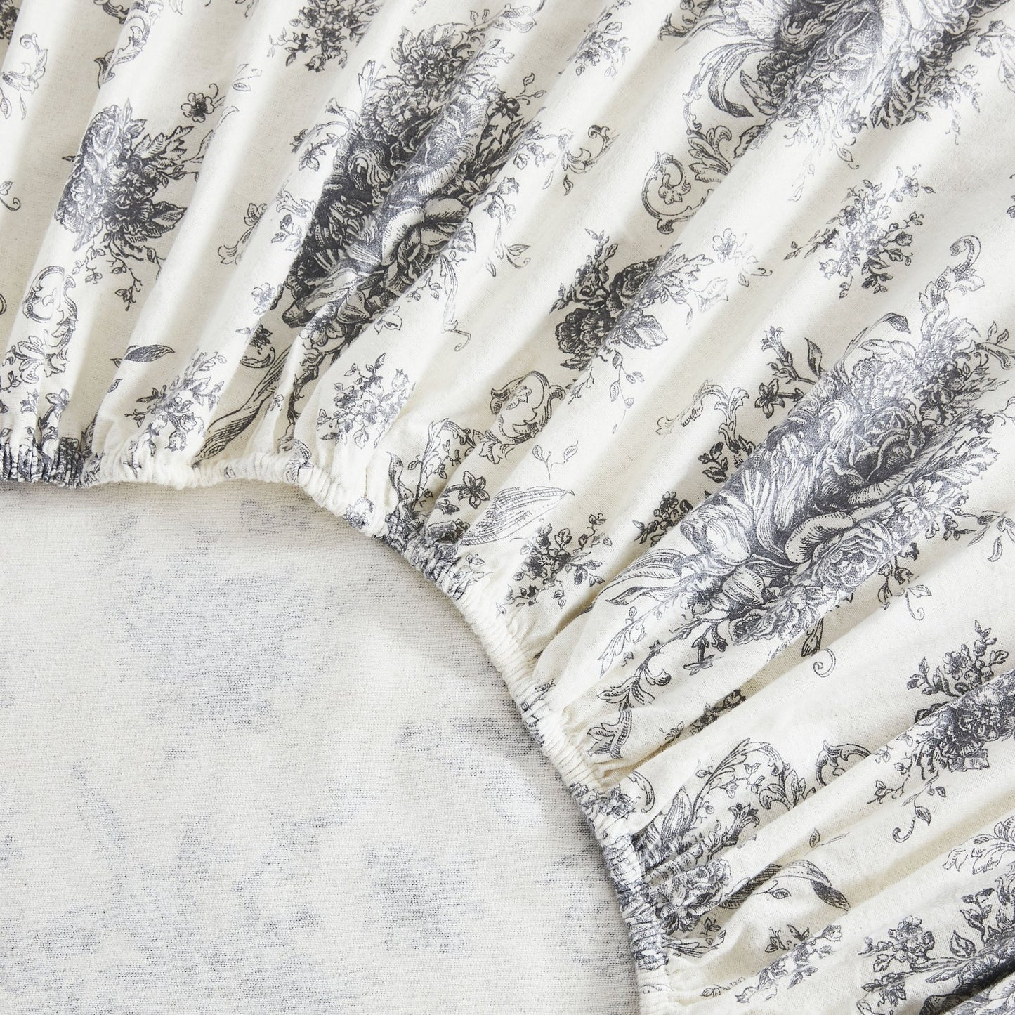 Petit Toile Cotton Print Flannel Sheet Sets - Light Blue And Grey Options - Quahog Bay Bedding