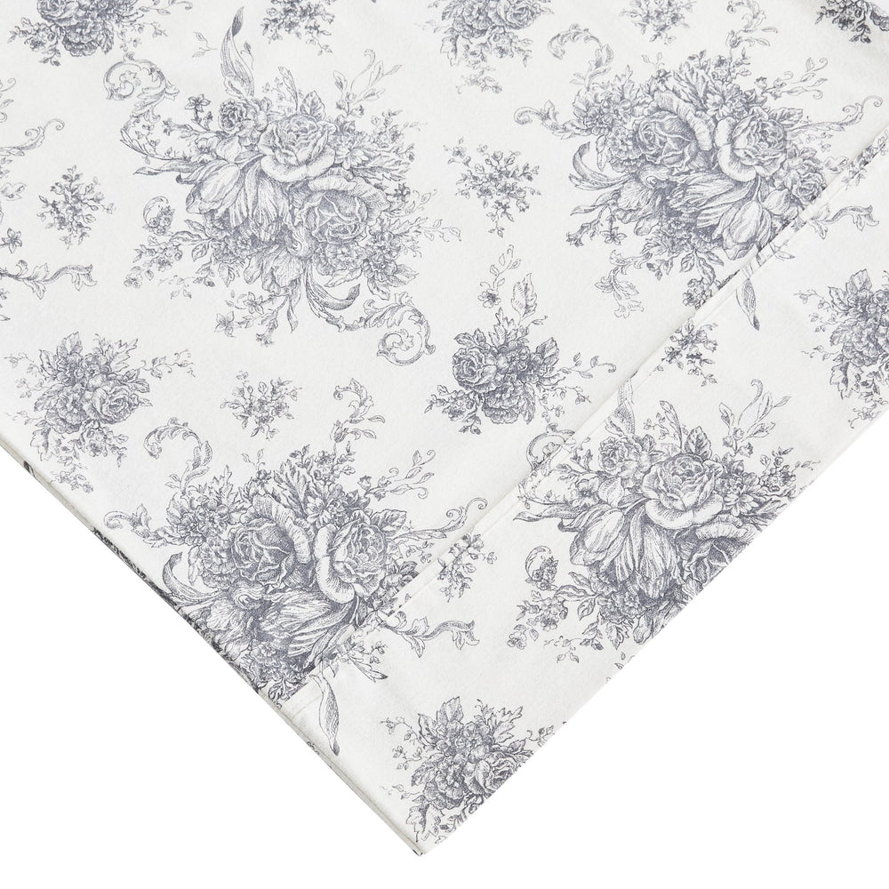 Petit Toile Cotton Print Flannel Sheet Sets - Light Blue And Grey Options - Quahog Bay Bedding