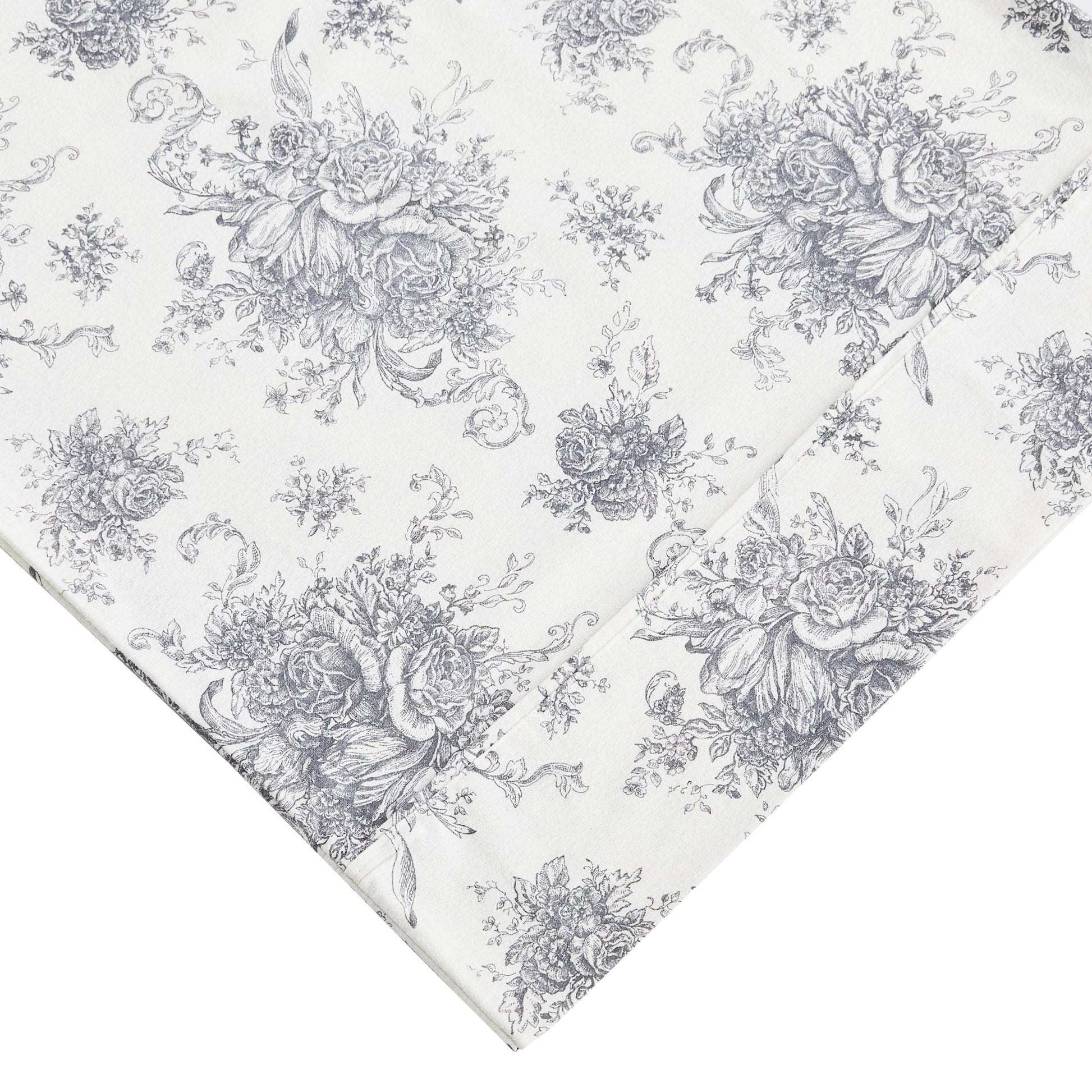 Petit Toile Cotton Print Flannel Sheet Sets - Light Blue And Grey Options - Quahog Bay Bedding