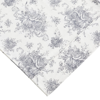 Petit Toile Cotton Print Flannel Sheet Sets - Light Blue And Grey Options - Quahog Bay Bedding
