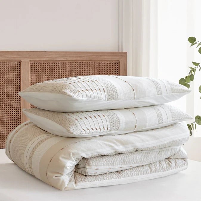 Pickford 100% Cotton Duvet Cover Set - Coastal Bedding Sets - Beige - Quahog Bay Bedding