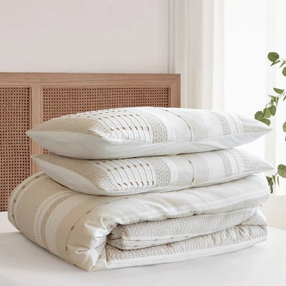 Pickford 100% Cotton Duvet Cover Set - Coastal Bedding Sets - Beige - Quahog Bay Bedding