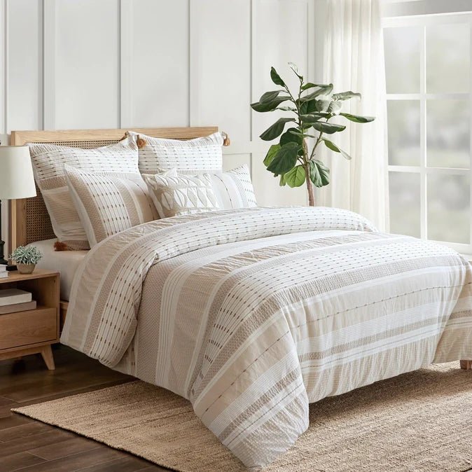 Pickford 100% Cotton Duvet Cover Set - Coastal Bedding Sets - Beige - Quahog Bay Bedding