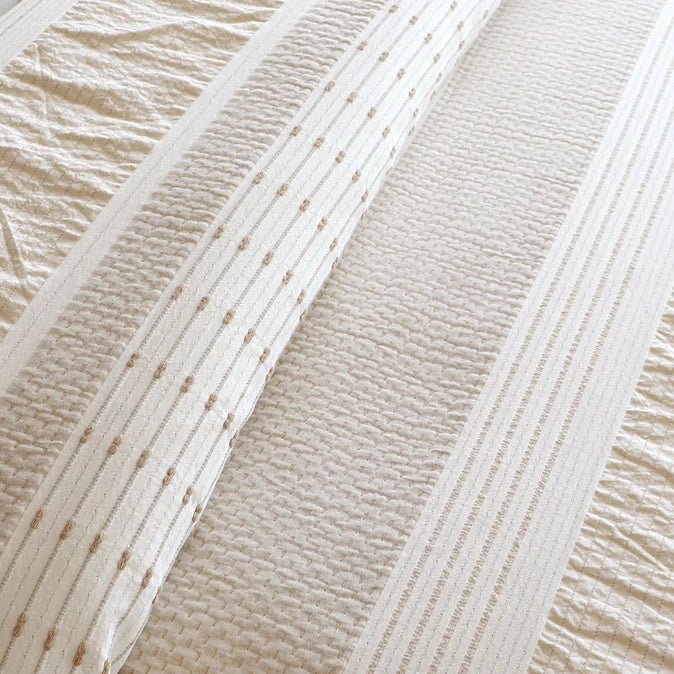 Pickford 100% Cotton Duvet Cover Set - Coastal Bedding Sets - Beige - Quahog Bay Bedding