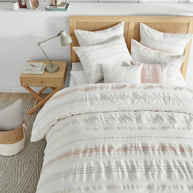 Pickford 100% Cotton Duvet Cover Set - Coastal Bedding Sets - Blush - Quahog Bay Bedding