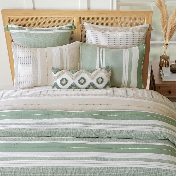 Pickford Cotton Comforter Set - Coastal Bedding Sets - Green - Quahog Bay Bedding