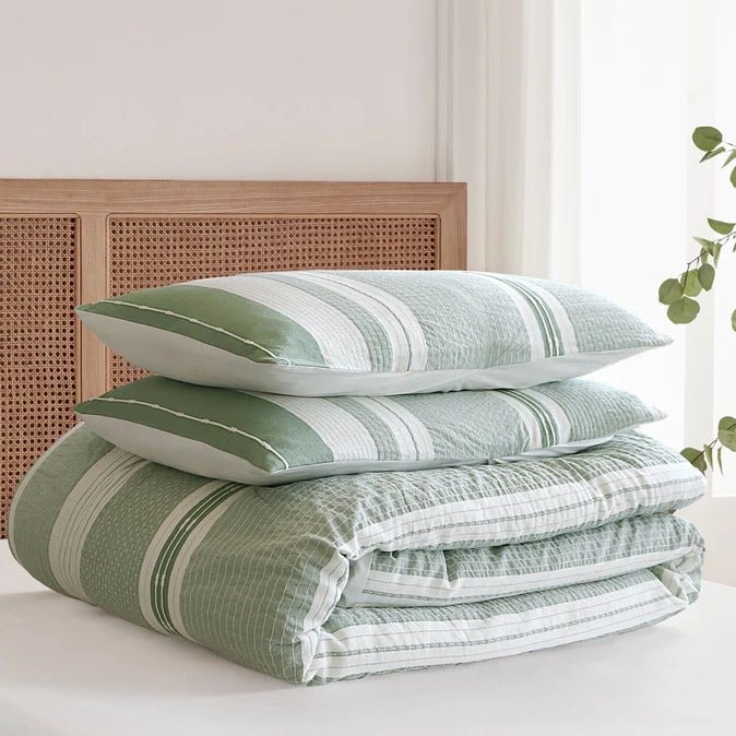 Pickford Cotton Comforter Set - Coastal Bedding Sets - Green - Quahog Bay Bedding