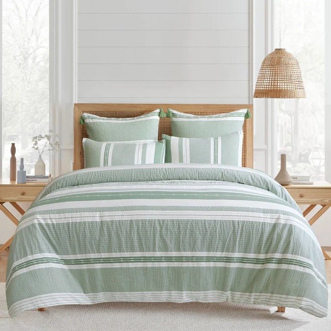Pickford Cotton Comforter Set - Coastal Bedding Sets - Green - Quahog Bay Bedding