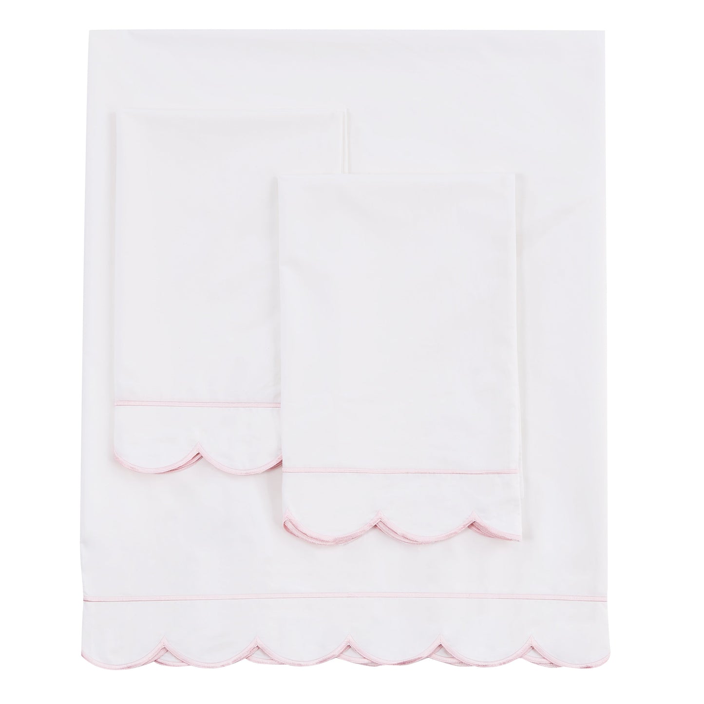 Coastal Scalloped Edge Embroidered 300TC Cotton Percale Sheet Set