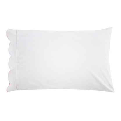 Coastal Scalloped Edge Embroidered 300TC Cotton Percale Sheet Set