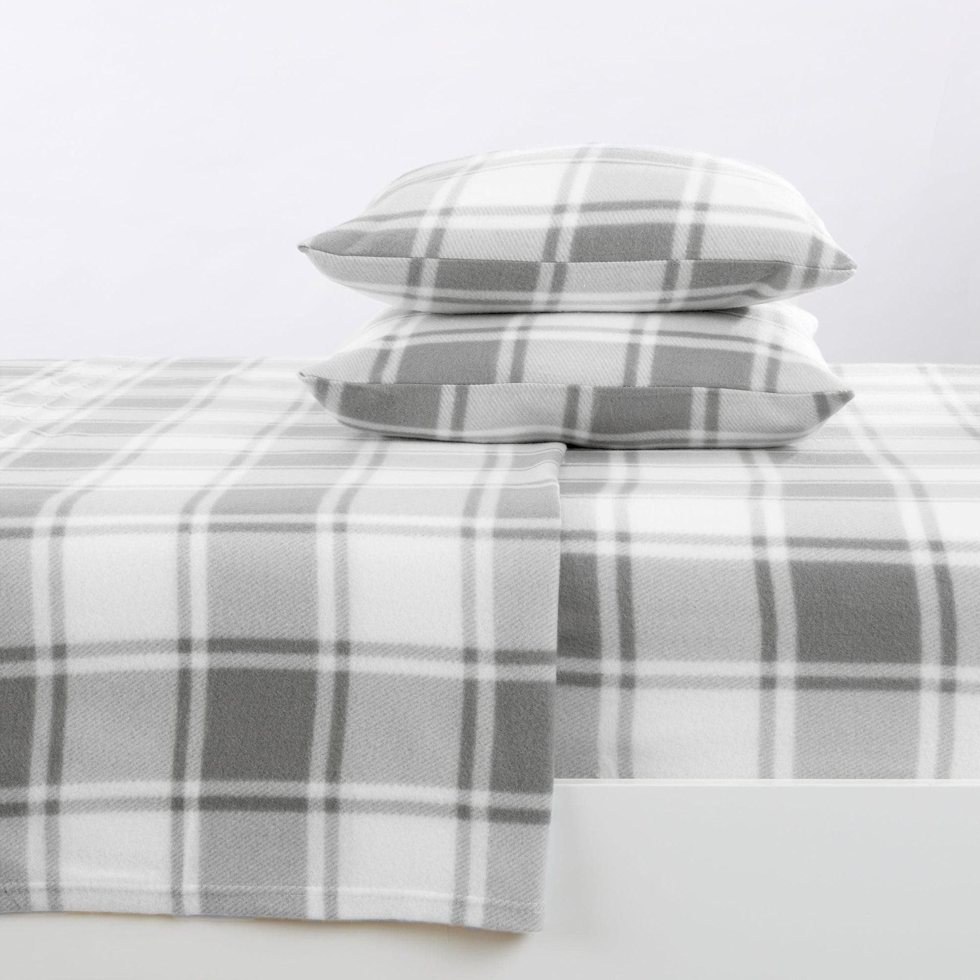 Plaid Fleece Sheet Sets - Navy Blue, Grey, Red & Black - Quahog Bay Bedding