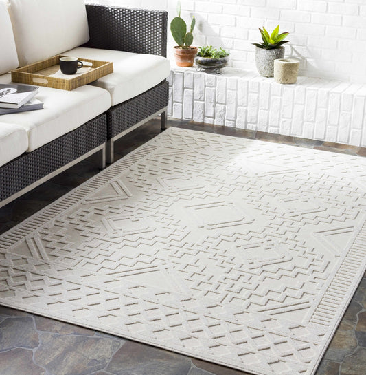 Plumtree 3D White Outdoor Rug - Quahog Bay Bedding