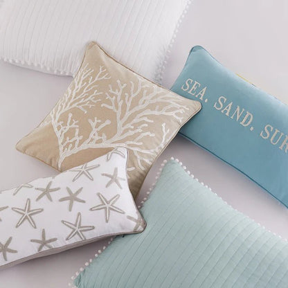 Pom Pom White Standard Sham - White - Coastal Pillow Shams - Quahog Bay Bedding