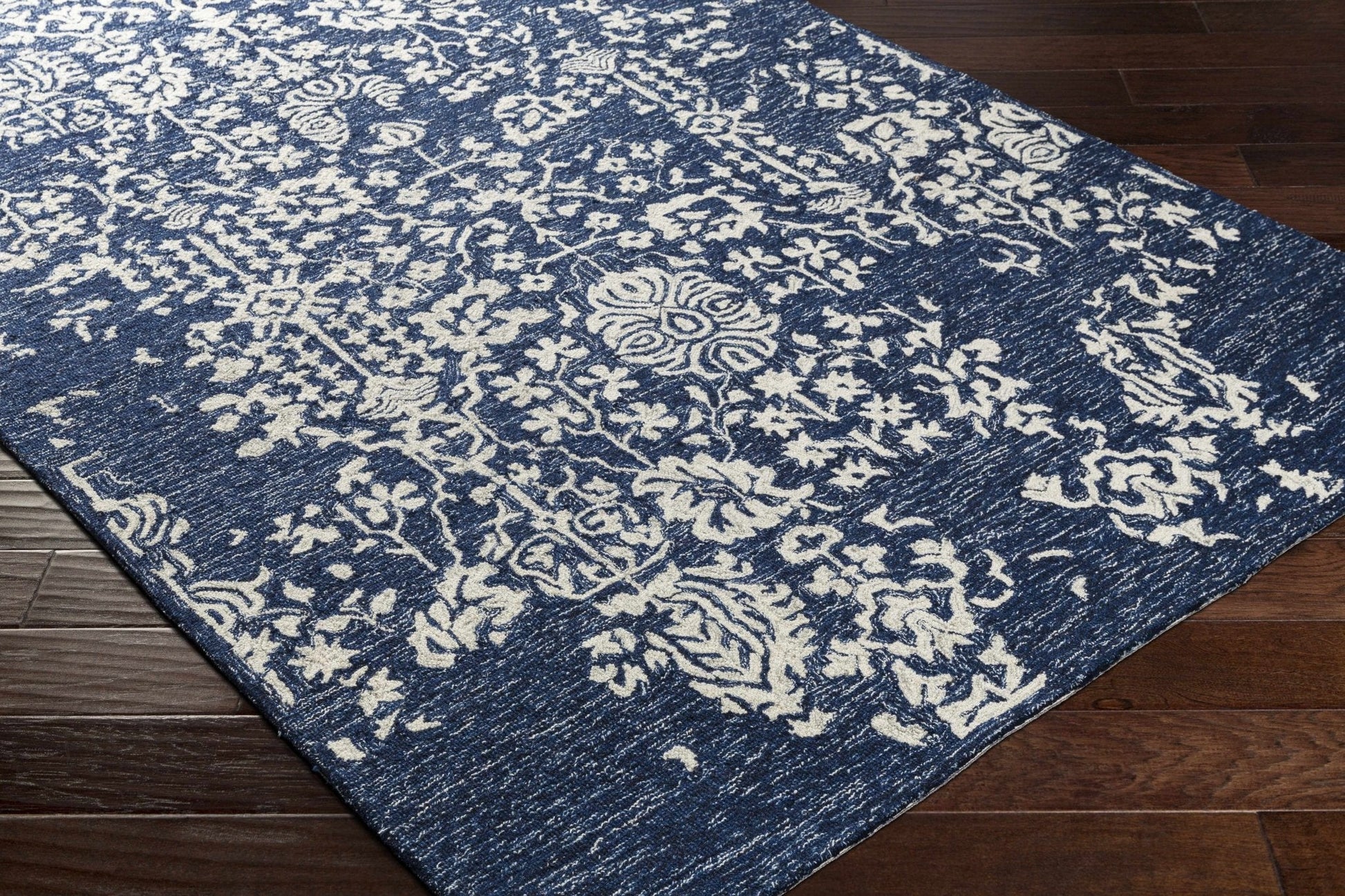 Poole Navy Wool Area Carpet - Quahog Bay Bedding