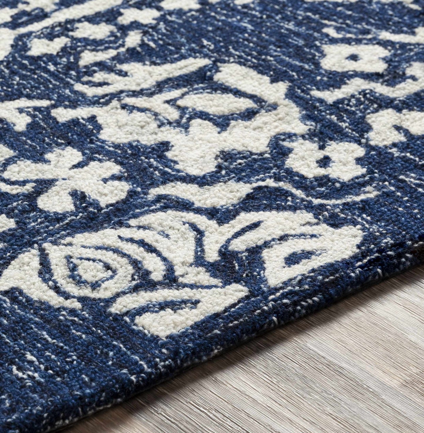 Poole Navy Wool Area Carpet - Quahog Bay Bedding