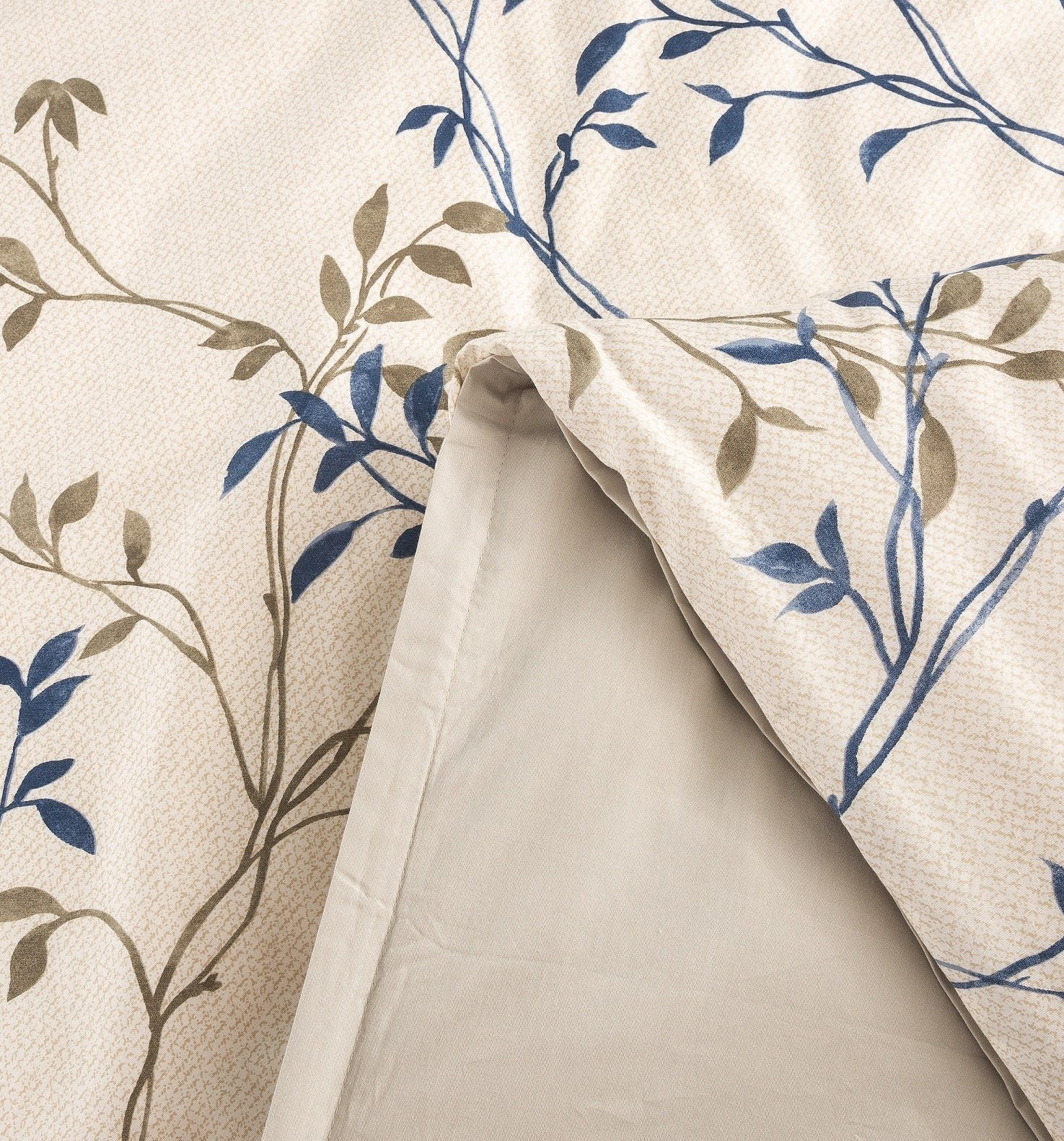 Poplin Cotton Elegant Leaf Vine Cream Beige Duvet Cover - Quahog Bay Bedding