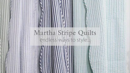 Levtex Martha Stripe 3-Piece Cotton Coastal Quilt Set - Blue