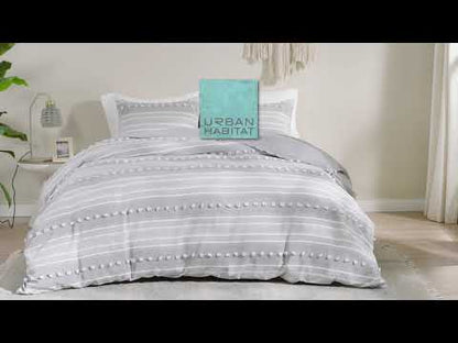 Madison Park Coastal Rowan Striped Clipped Jacquard Comforter Set - Blue