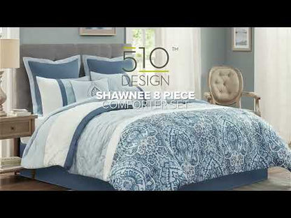 Shawnee Blue Medallion Comforter Set 8PC