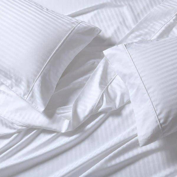 CinchFit USA No Tear Stripe 650TC Cotton Blend Split & Split Top Sheets For Adjustable Beds - Quahog Bay Bedding