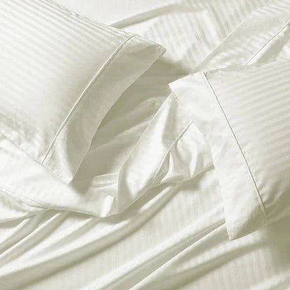 CinchFit USA No Tear Stripe 650TC Cotton Blend Split & Split Top Sheets For Adjustable Beds