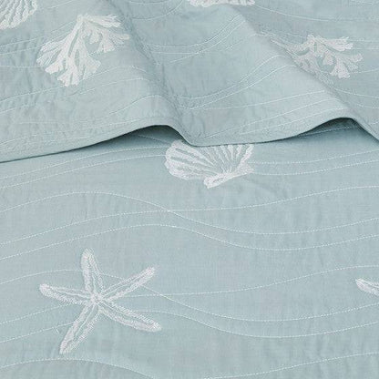 Coastal Bedding Ensembles King Size Tiffany Blue 8 Pieces