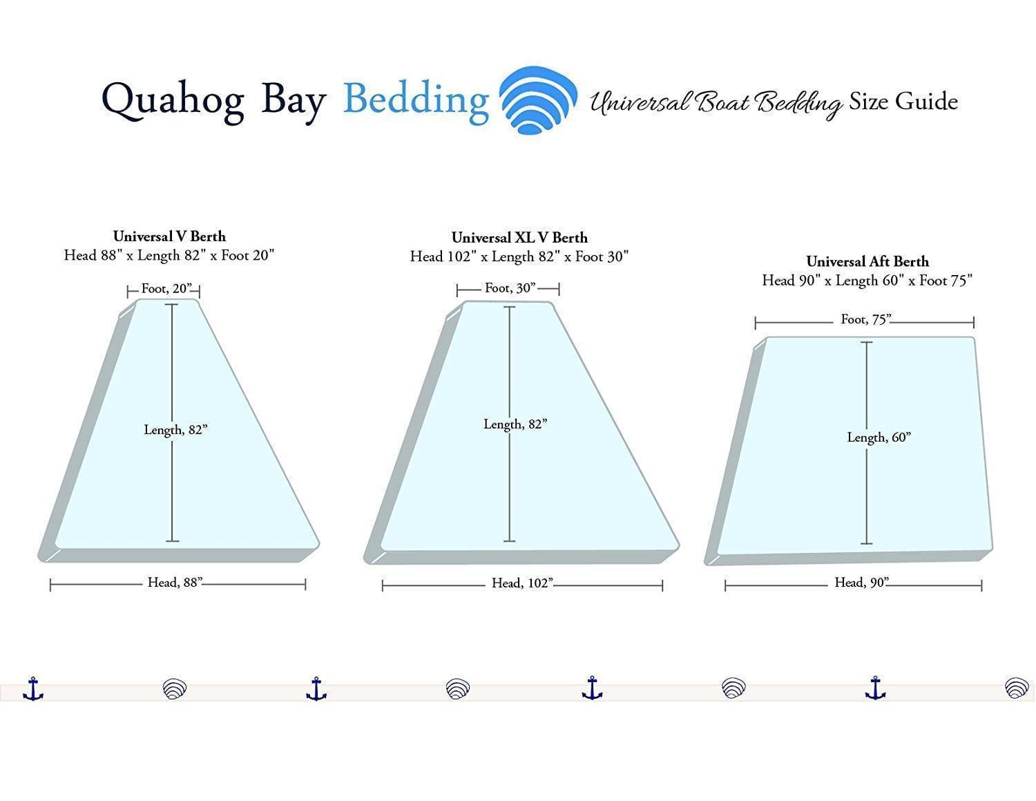 V Berth Boat Bedding - CinchFit USA Boat Sheets 600TC 100% Cotton Boat Bedding - Quahog Bay Bedding