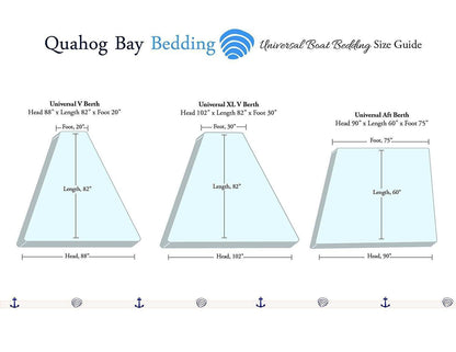 V Berth Boat Bedding - CinchFit USA Boat Sheets 600TC 100% Cotton Boat Bedding - Quahog Bay Bedding