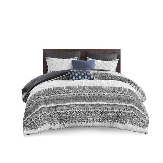 Mila 100% Cotton 3 Piece Comforter Set Grey