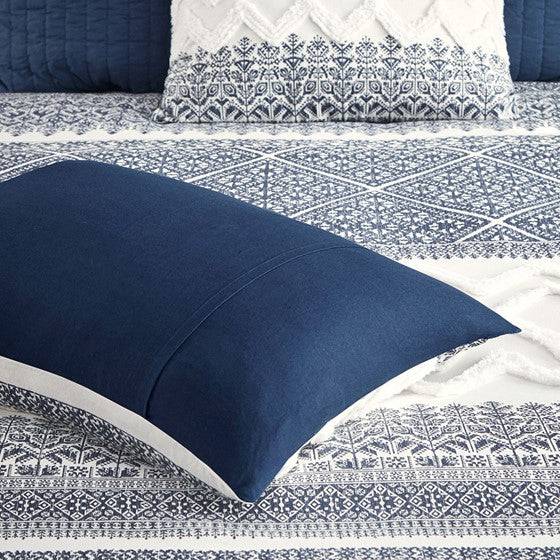 Mila 100% Cotton 3 Piece Comforter Set Navy Blue