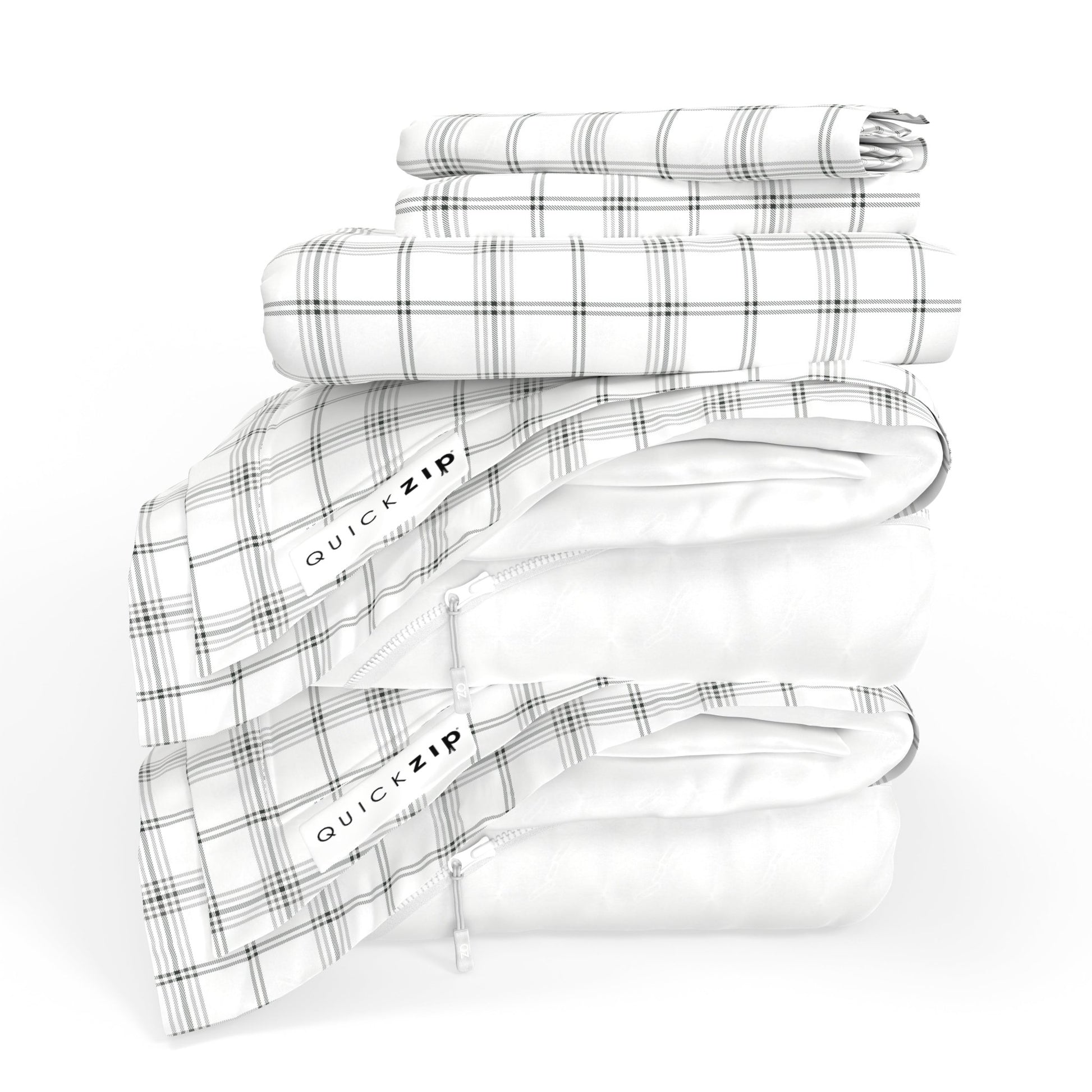 QuickZip Classic Bundle - Base, Zip Sheet and Pillowcases - Twilluxe Flannel - Quahog Bay Bedding