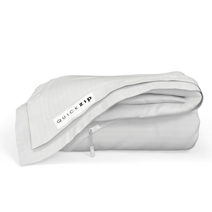 Gray zippered pouch with 'QuickZip' branding on a white background