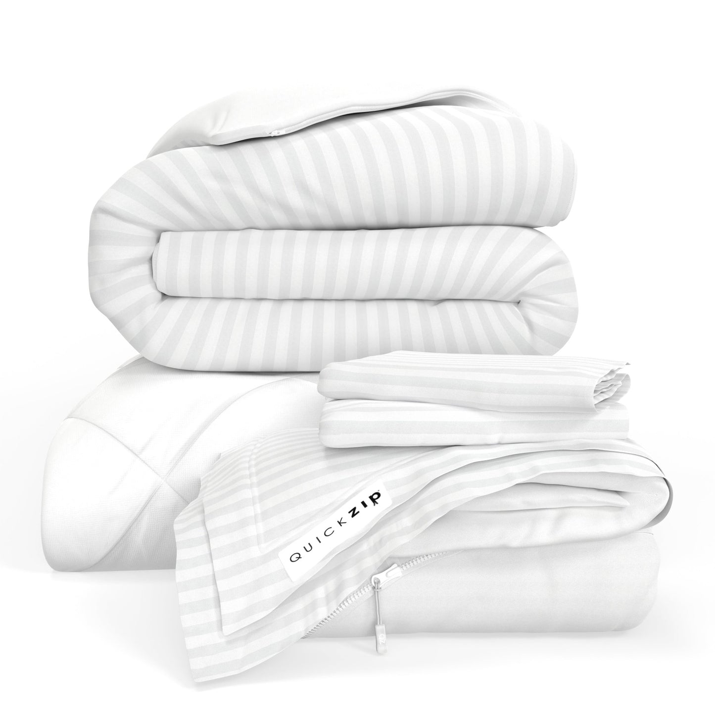QuickZip Euro Bundle - Base, Sheet Set, Duvet Set And Comforter - ComfortCore - Quahog Bay Bedding