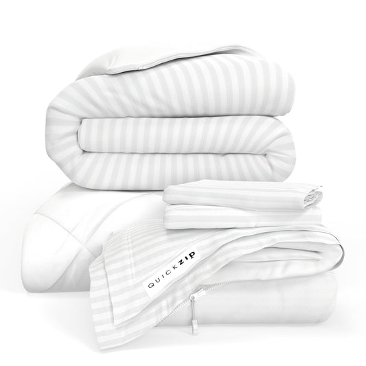 QuickZip Euro Bundle - Base, Sheet Set, Duvet Set And Comforter - ComfortCore - Quahog Bay Bedding