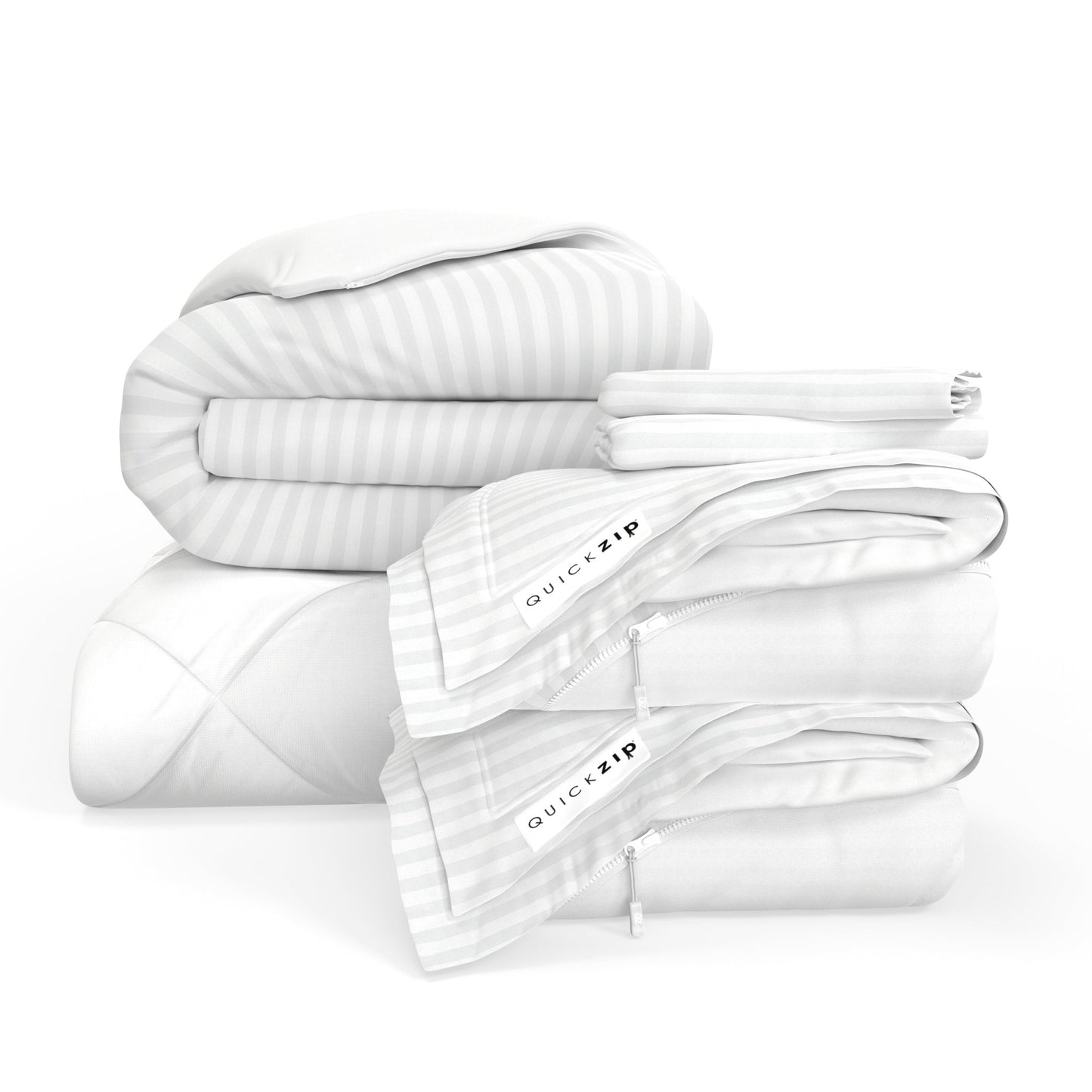 QuickZip Euro Bundle - Base, Sheet Set, Duvet Set And Comforter - ComfortCore - Quahog Bay Bedding