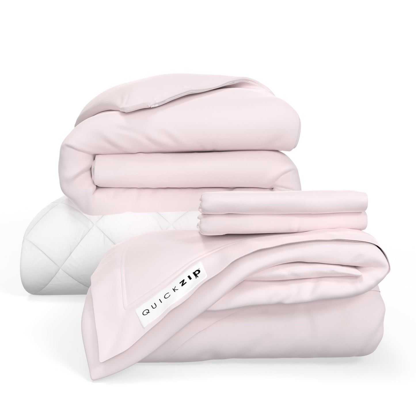 QuickZip Euro Bundle - Sateen - Fitted Zip Sheet, Duvet Cover & Comforter - Quahog Bay Bedding